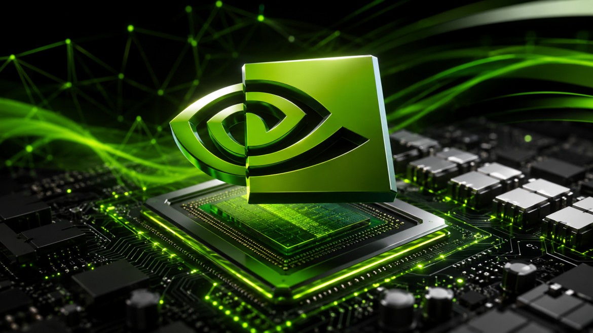 Nvidia logo displayed on a stock trading screen showing a decline, representing Monday's 4.99% drop in NVDA shares