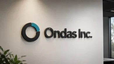 Stock market ticker display showing Ondas Inc. (ONDS) share price movement"